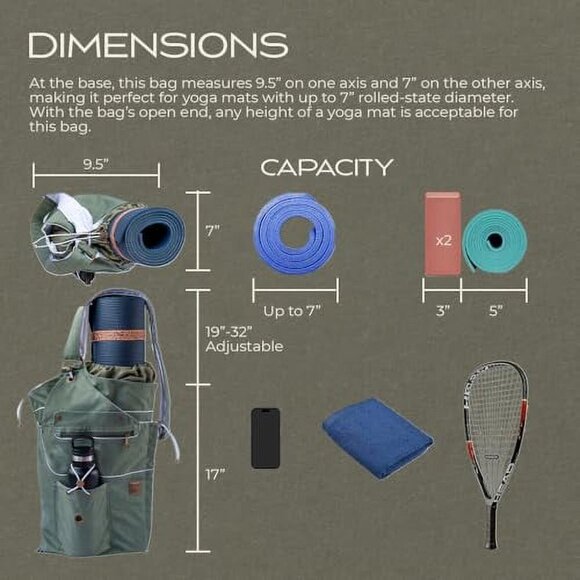 WRASCO Yoga Mat Bag for Women & Men, ๐๐๐๐๐๐๐๐ Canvas Fits Most Yoga Mats - Picture 2 of 5